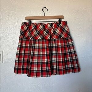 Urban Coco Chic Red and Black Plaid A-Line Skirt